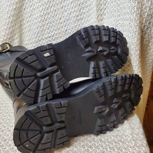 AllSaints Leather Knee High Marisa Biker Boot Size 39/9 - Picture 5 of 7